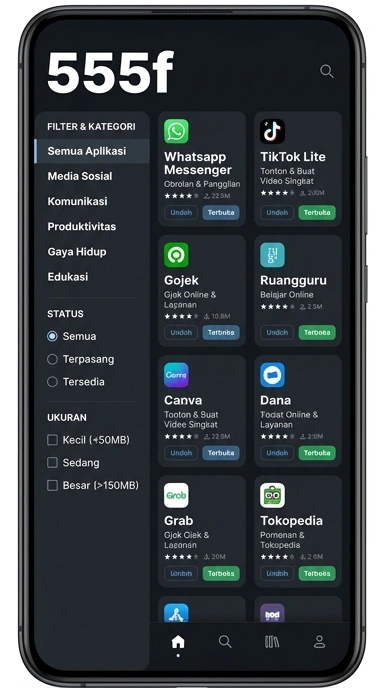 Tampilan katalog aplikasi 555f