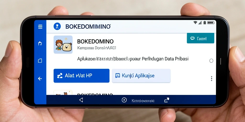 Antarmuka BOKEDOMINO menampilkan fungsi kunci aplikasi yang intuitif.