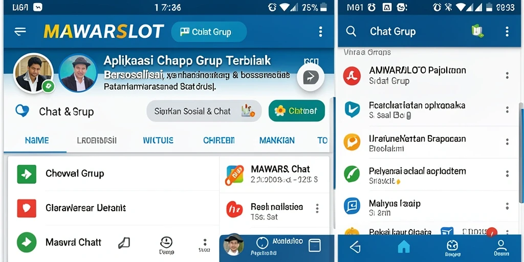 Tampilan antarmuka aplikasi MAWARSLOT yang menyenangkan untuk chatting grup.