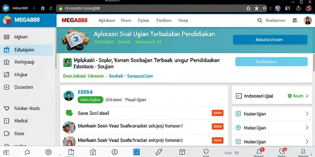 Screenshot MEGA888 menampilkan antarmuka interaktif soal ujian.